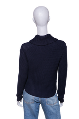LORO PIANA KETCH CARDIGAN SWEATER NAVY BLUE COTTON AND WOOL