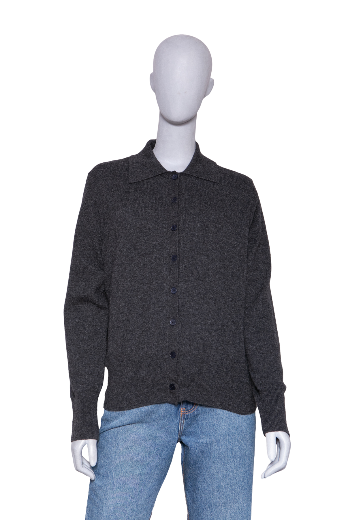 THE ROW SWEATER POLO GRAY CASHMERE