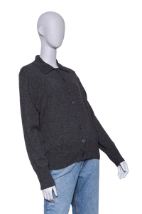 THE ROW SWEATER POLO GRAY CASHMERE