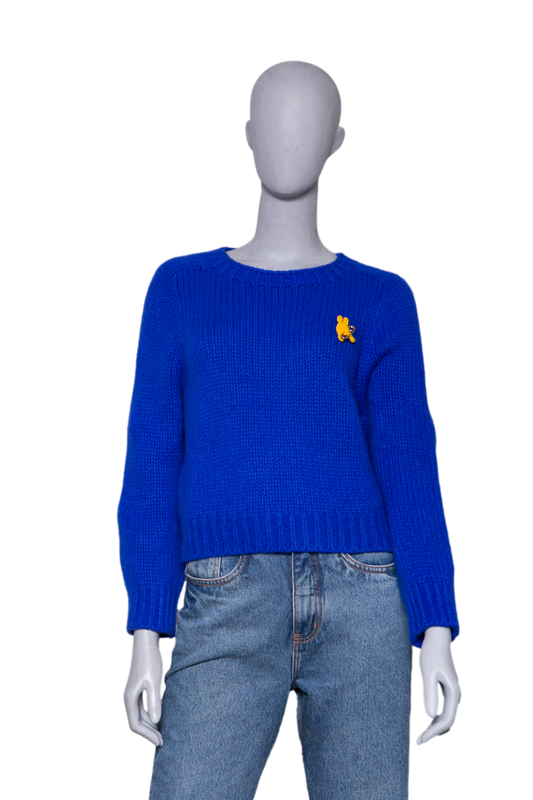 CELINE CREWNECK ROYAL BLUE PIN THIOMPHE - CASHWOOL SILK