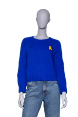 CELINE CREWNECK ROYAL BLUE PIN THIOMPHE - CASHWOOL SILK