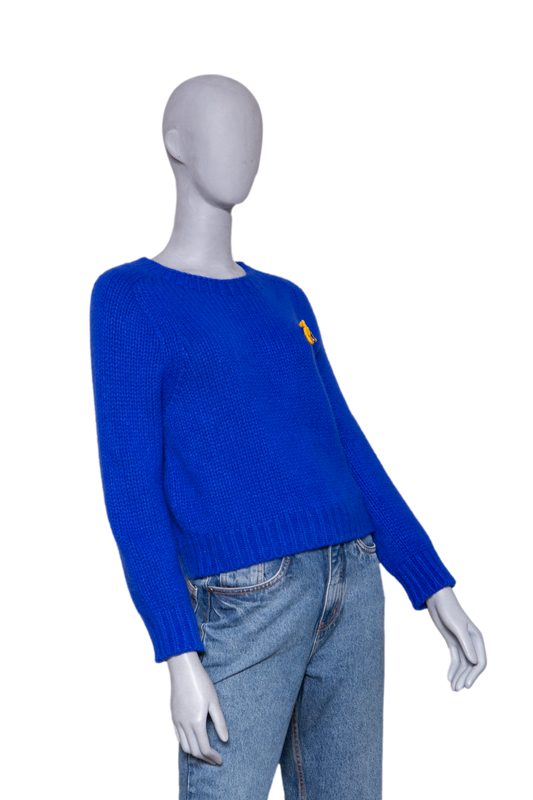 CELINE CREWNECK ROYAL BLUE PIN THIOMPHE - CASHWOOL SILK