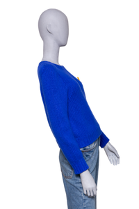 CELINE CREWNECK ROYAL BLUE PIN THIOMPHE - CASHWOOL SILK