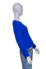 CELINE CREWNECK ROYAL BLUE PIN THIOMPHE - CASHWOOL SILK