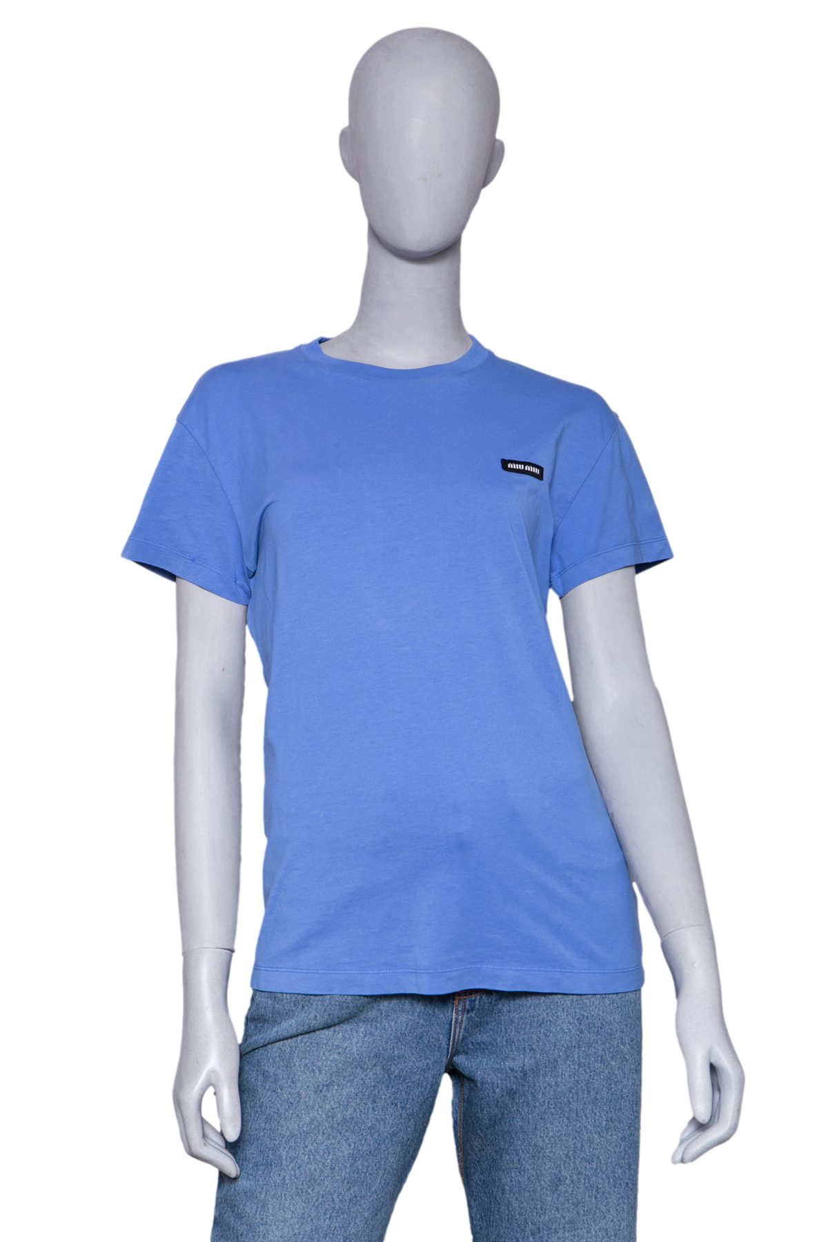 MIU MIU T-SHIRT COTTON BLUE