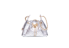 CHANEL 25 MINI METALLIC CALFSKIN & GOLD METAL SILVERY