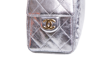 CHANEL 25 MINI METALLIC CALFSKIN & GOLD METAL SILVERY