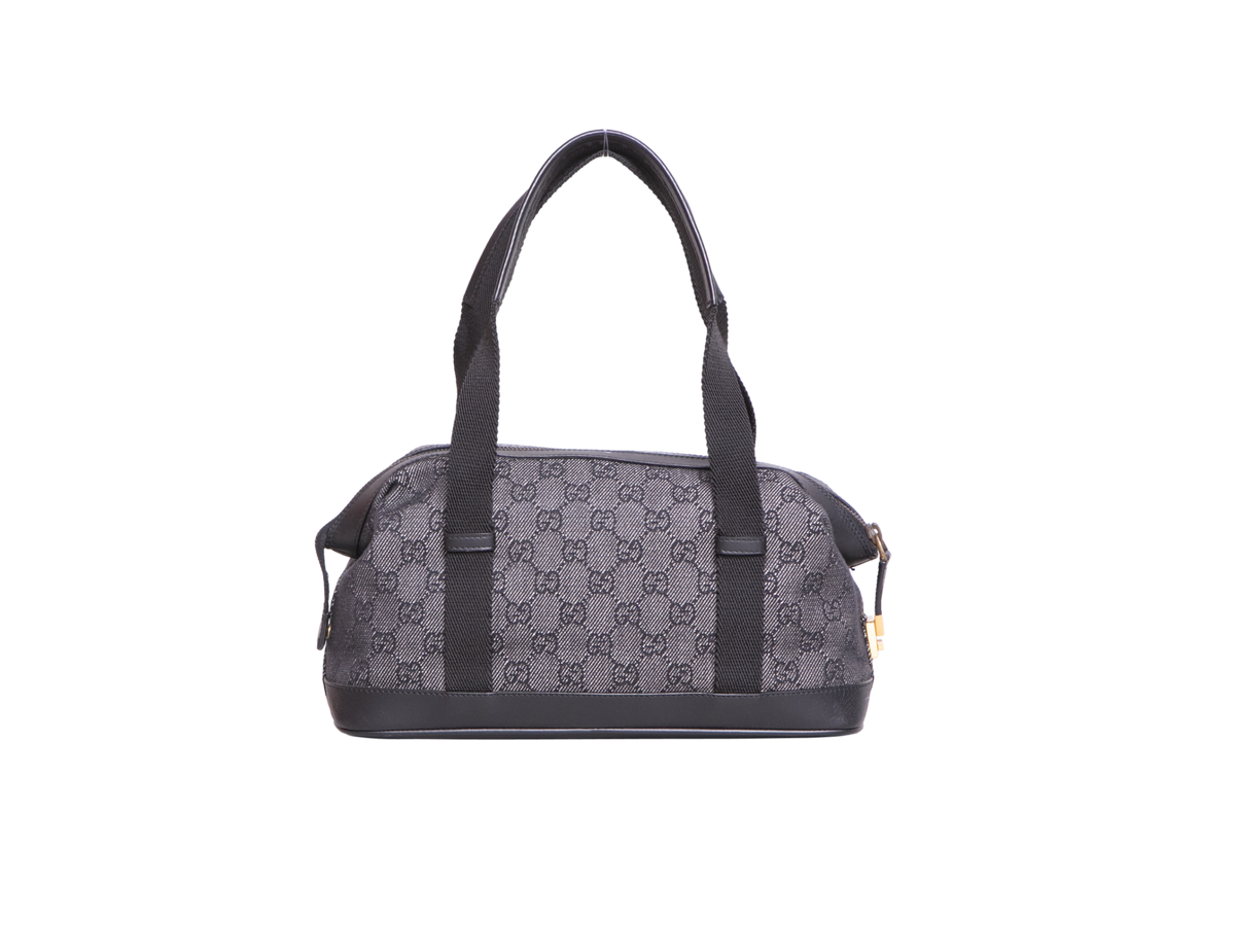 GUCCI SMALL GG CANVAS DUFFLE BAG NYLON BLACK
