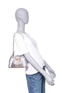 CHANEL 25 MINI METALLIC CALFSKIN & GOLD METAL SILVERY