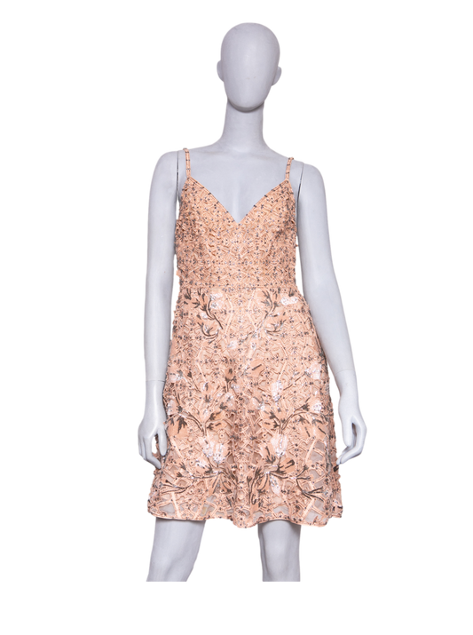 DESAPEGO FABI JUSTUS VALENTINO FLORAL LACE EMBROIDERY MIDI SLIP DRESS ROSE