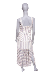 DESAPEGO FABI JUSTUS ALEXIS LIZZI FRINGED STRIPED SLUB CANVAS MAXI DRESS IN NEUTRAL