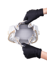CHANEL 25 MINI METALLIC CALFSKIN & GOLD METAL SILVERY