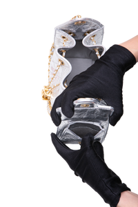 CHANEL 25 MINI METALLIC CALFSKIN & GOLD METAL SILVERY
