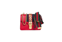 GUCCI SYLVIE SMALL WEB LEATHER RED