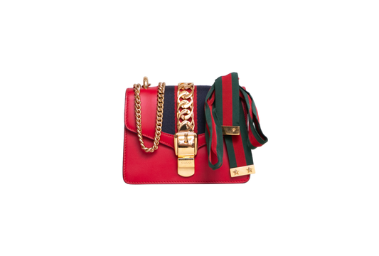 GUCCI SYLVIE SMALL WEB LEATHER RED