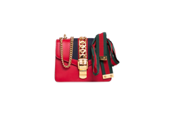 GUCCI SYLVIE SMALL WEB LEATHER RED