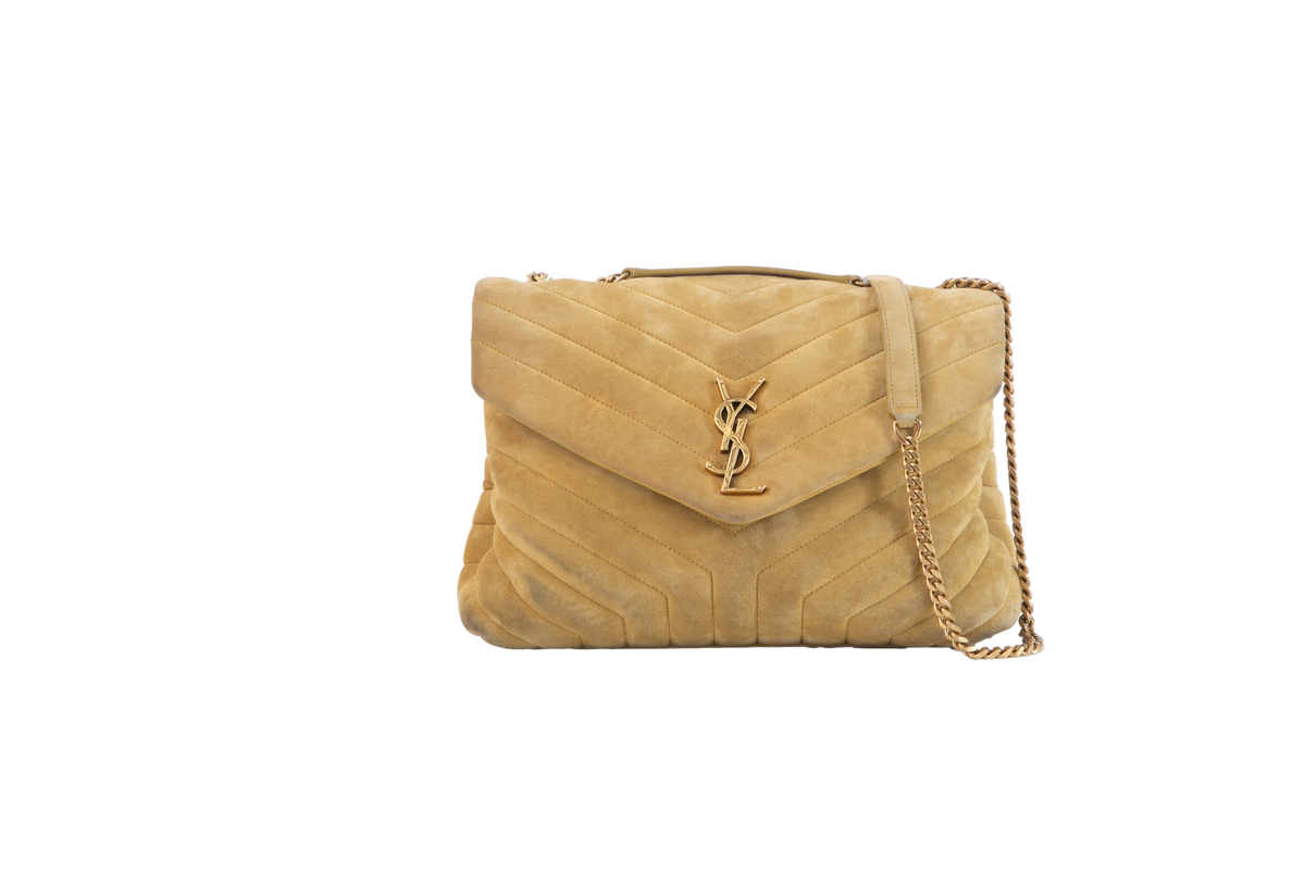 YSL SAC LOULOU MEDIUM SUEDE MUSTARD