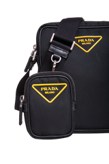 PRADA NYLON FLAT MESSENGER BAG BLACK