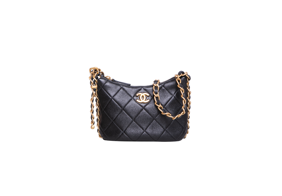CHANEL CC MIXED CHAIN LINK CALFSKIN BLACK