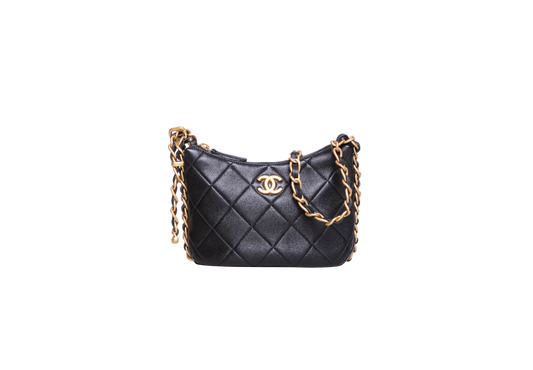 CHANEL CC MIXED CHAIN LINK CALFSKIN BLACK