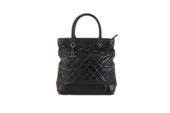 CHANEL CAMBON TOTE BAG STRIATED BLACK