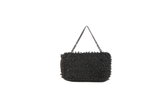 BOTTEGA HANDLE BAG PHYTON & STEEL MESH BLACK