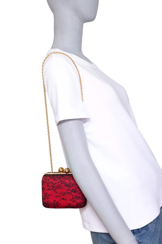 D&G LACED BOX CLUTCH RED