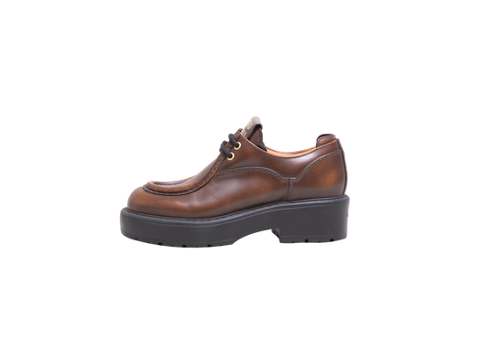 DESAPEGO ANNA FASANO MIU MIU LOAFER LACED FUMÉ LEATHER SIENNA - 35 1/2 BR