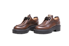 DESAPEGO ANNA FASANO MIU MIU LOAFER LACED FUMÉ LEATHER SIENNA - 35 1/2 BR