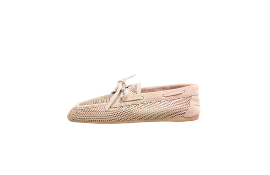 MIU MIU DECK SHOES IN MESH AND SUEDE BEIGE DESERT - 36 BR