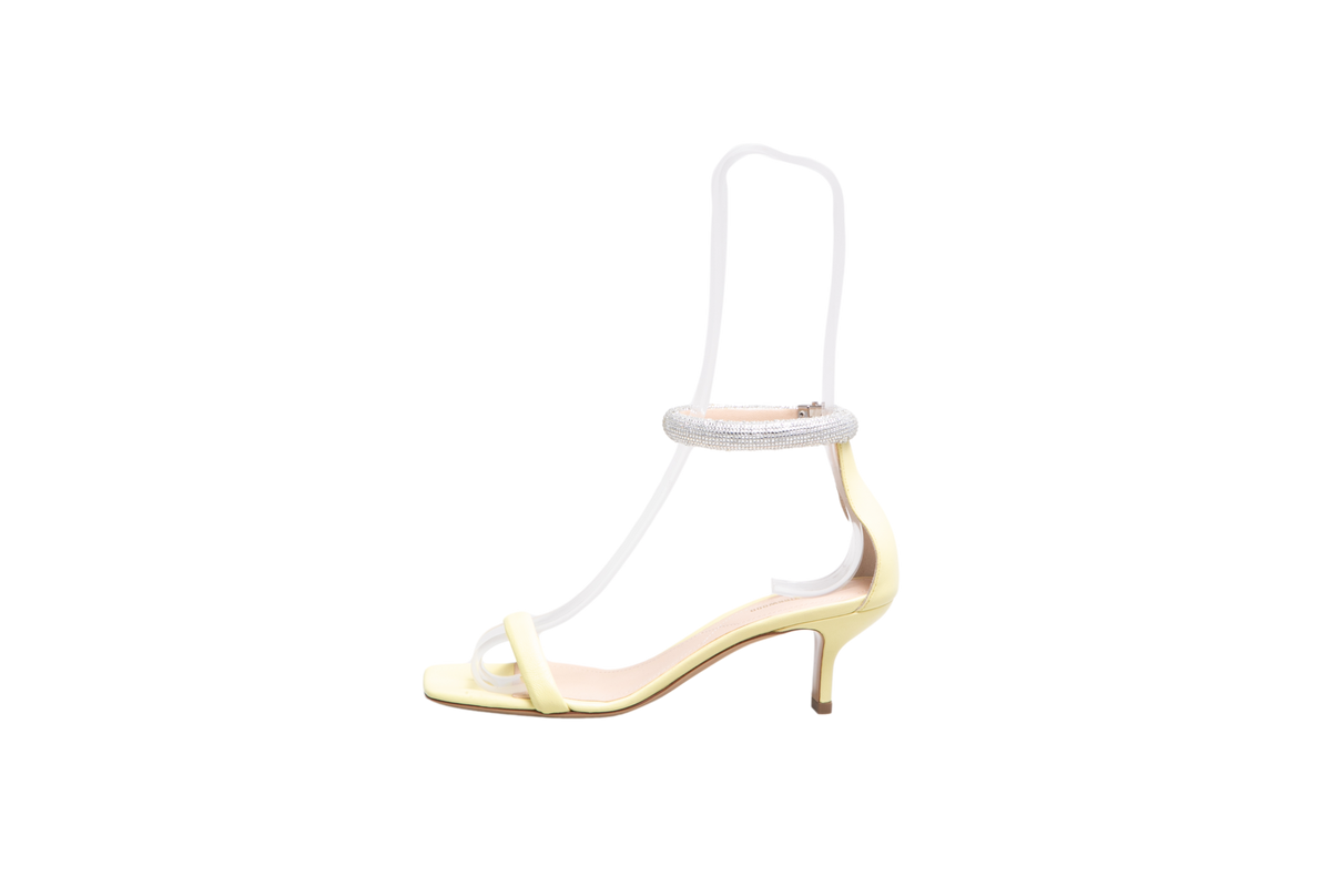 DESAPEGO THASSIA NAVES NICHOLAS KIRKWOOD SANDALS MAEVA ANKLE-STRAP CRYSTAL LEATHER YELLOW LIGHT - 37 BR
