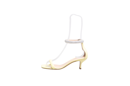 DESAPEGO THASSIA NAVES NICHOLAS KIRKWOOD SANDALS MAEVA ANKLE-STRAP CRYSTAL LEATHER YELLOW LIGHT - 37 BR