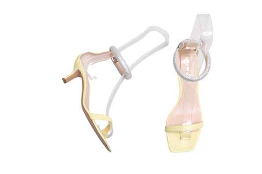 DESAPEGO THASSIA NAVES NICHOLAS KIRKWOOD SANDALS MAEVA ANKLE-STRAP CRYSTAL LEATHER YELLOW LIGHT - 37 BR