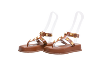 DESAPEGO THASSIA NAVES VALENTINO SANDAL PLATFORM ROMAN STUD LEATHER BROWN - 36,5 BR