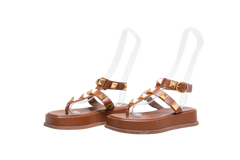 DESAPEGO THASSIA NAVES VALENTINO SANDAL PLATFORM ROMAN STUD LEATHER BROWN - 36,5 BR