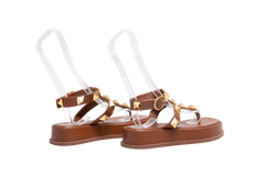 DESAPEGO THASSIA NAVES VALENTINO SANDAL PLATFORM ROMAN STUD LEATHER BROWN - 36,5 BR