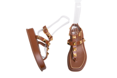 DESAPEGO THASSIA NAVES VALENTINO SANDAL PLATFORM ROMAN STUD LEATHER BROWN - 36,5 BR