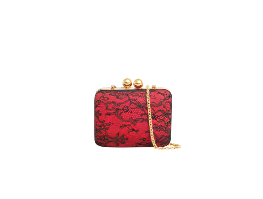 D&G LACED BOX CLUTCH RED