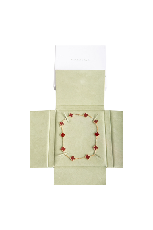 VAN CLEEF & ARPELS VINTAGE ALHAMBRA 10 MOTIFS 18 YELLOW GOLD CARNELIAN
