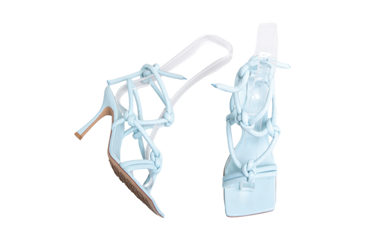 DESAPEGO THASSIA NAVES BOTTEGA SANDALS KNOTTE LEATHER PALE BLUE - 36,5 BR