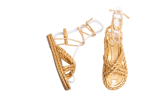 DESAPEGO THASSIA NAVES VALENTINO SANDAL THE ROPE LEATHER GOLD - 35,5 BR