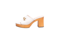GUCCI HOUDAN BLOCK HEELS MULES WHITE - 37 BR