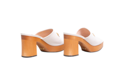 GUCCI HOUDAN BLOCK HEELS MULES WHITE - 37 BR