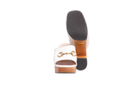 GUCCI HOUDAN BLOCK HEELS MULES WHITE - 37 BR