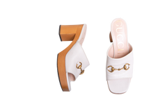GUCCI HOUDAN BLOCK HEELS MULES WHITE - 37 BR