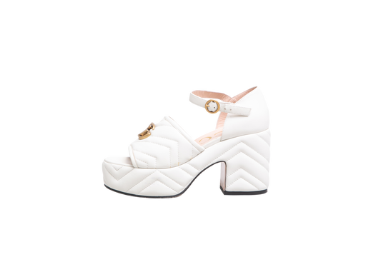 GUCCI SANDAL GG MARMONT MATELASSÊ WHITE -  37 BR