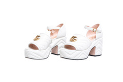 GUCCI SANDAL GG MARMONT MATELASSÊ WHITE -  37 BR