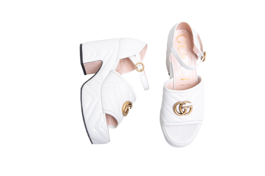 GUCCI SANDAL GG MARMONT MATELASSÊ WHITE -  37 BR