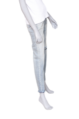 YSL LIGHT WASH DISTRESSED SLIM-FIT JEANS