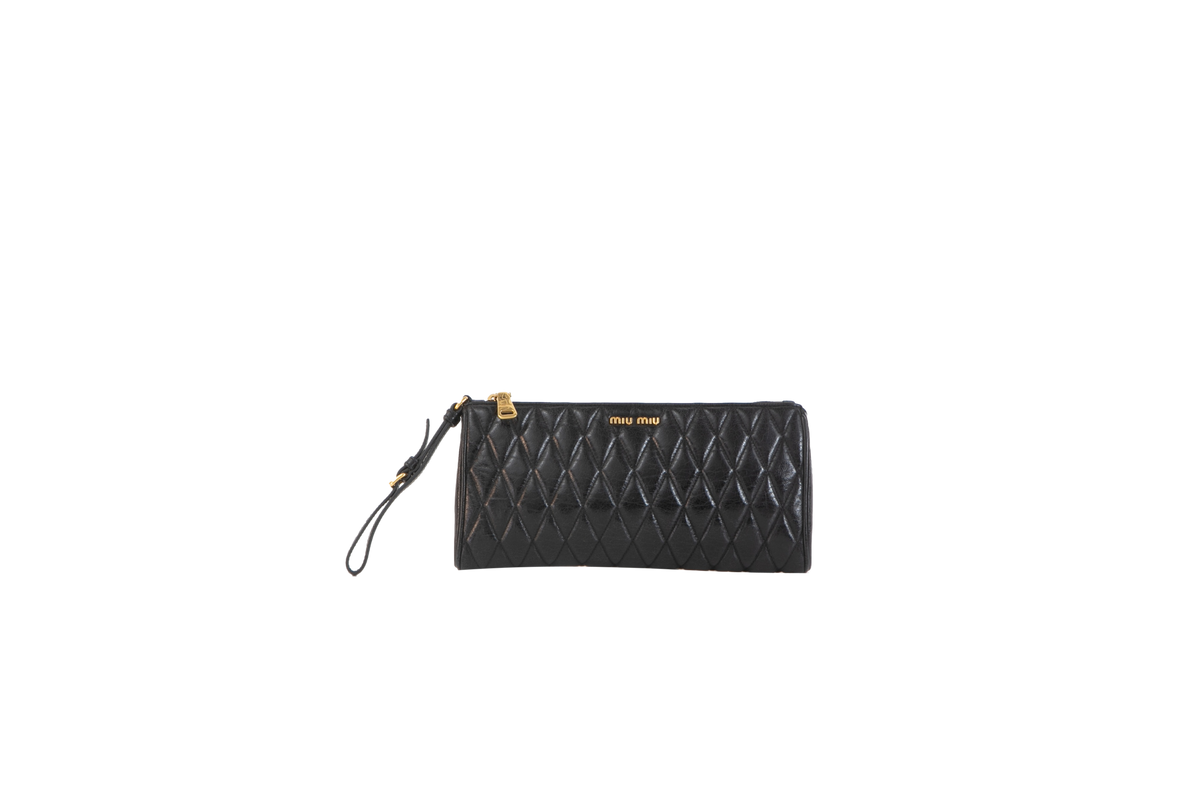 MIU MIU CLUTCH MATELASSE LEATHER BLACK